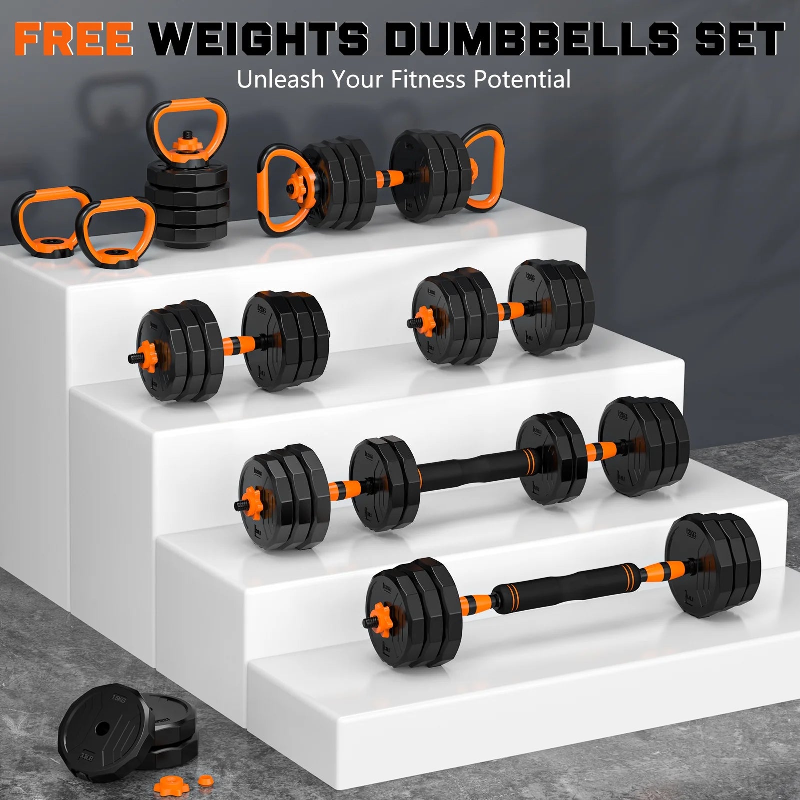 44 lb 4-in-1 Adjustable Dumbbell Set with Connector for Versatile Fitness Exercises at Home, Suitable for Men and Women